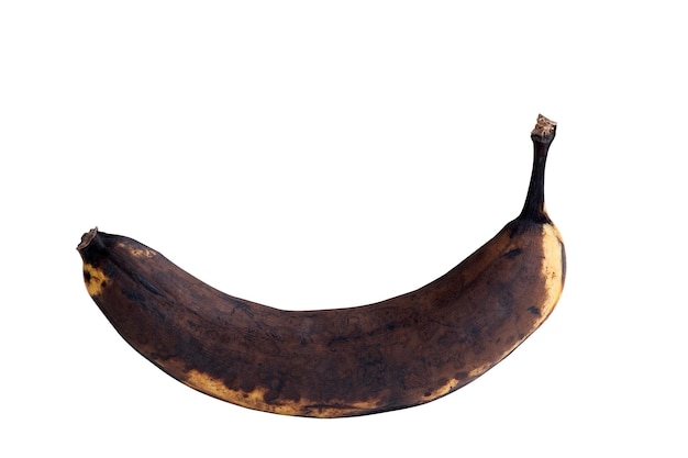 Banane pourrie noire isolé sur fond blanc