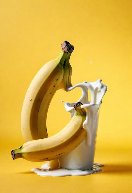 une banane qui est versée dans une tasse