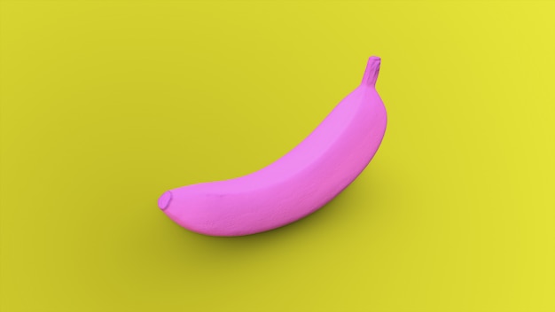 Banane rose sur une surface jaune