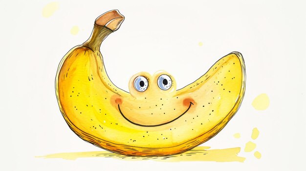 Photo une banane souriante dessinant un fruit joyeux avec un visage heureux