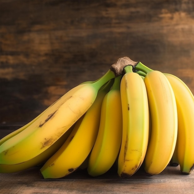 Banane sur la table en bois Musa paradisiaca