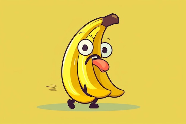 Photo une banane avec un visage qui a la langue qui sort