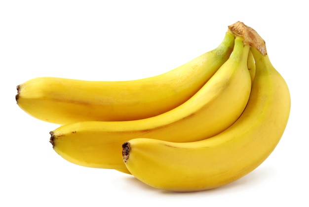 Bananes jaune vif sur blanc