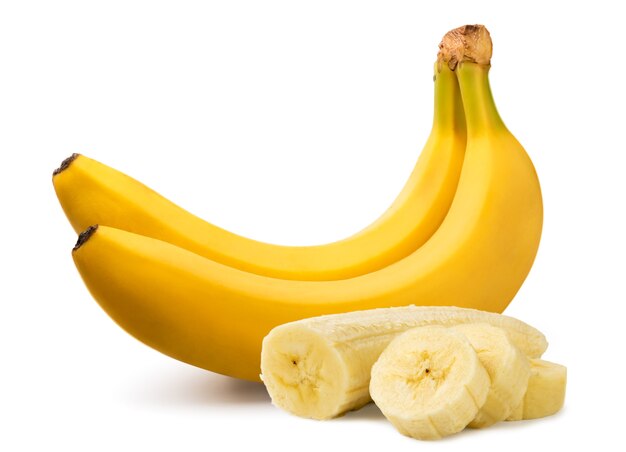 Bananes mûres sur fond blanc