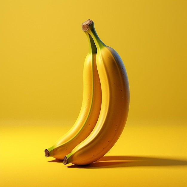 Des bananes mûres sur un fond jaune illustration 3D