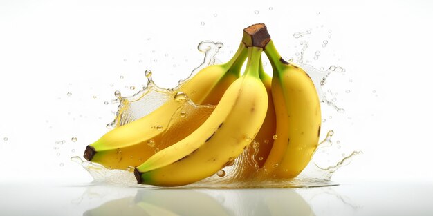 Les bananes sont dans un verre d'eau avec le mot " sur lui ".