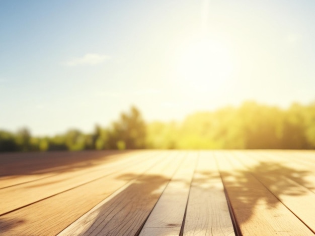 Banc en bois et nature floue à l'arrière-plan