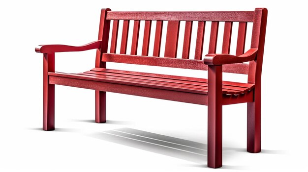 Banc en bois rouge isolé sur fond blanc avec découpage Generative Ai