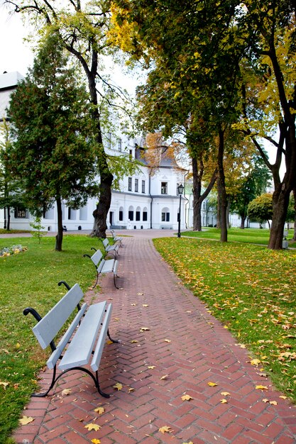 Banc dans le parc de l'automne. Kiev Sofia.