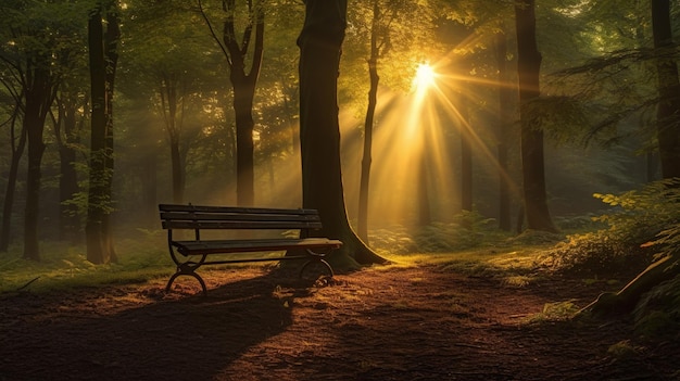 un banc dans le parc Generative AI AI Generated