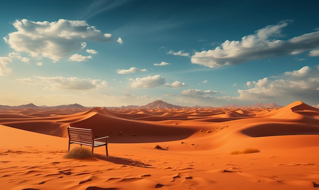 Banc de paysage naturel coloré dans le désert Flou artistique sélectif