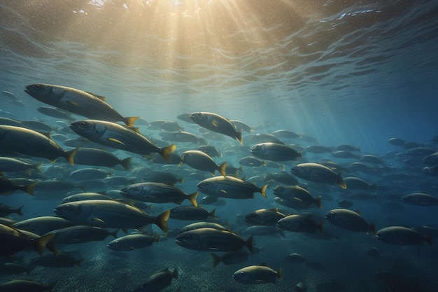 Un banc de poissons dans l'océan