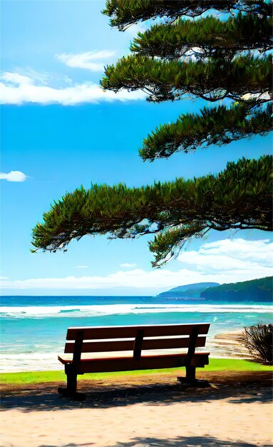 Photo banc près de la plage de la mer et d'un bel endroit touristique