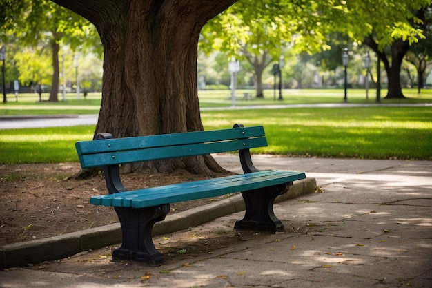 Photo un banc vide dans le parc avec de la verdure luxuriante