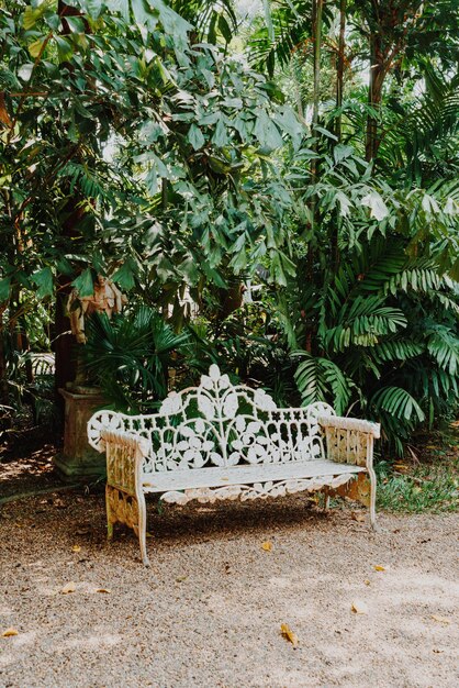 banc vintage vide dans le jardin - filtre à effet vintage