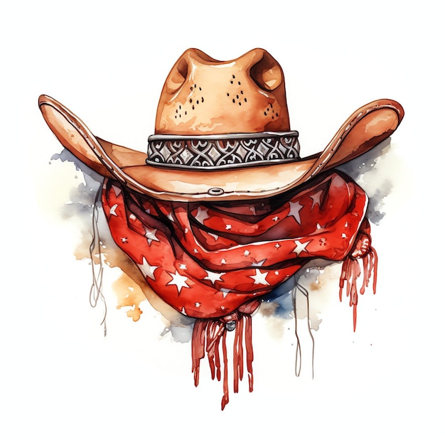 Bandana à l'aquarelle ouest sauvage ouest cow-boy désert illustration clipart