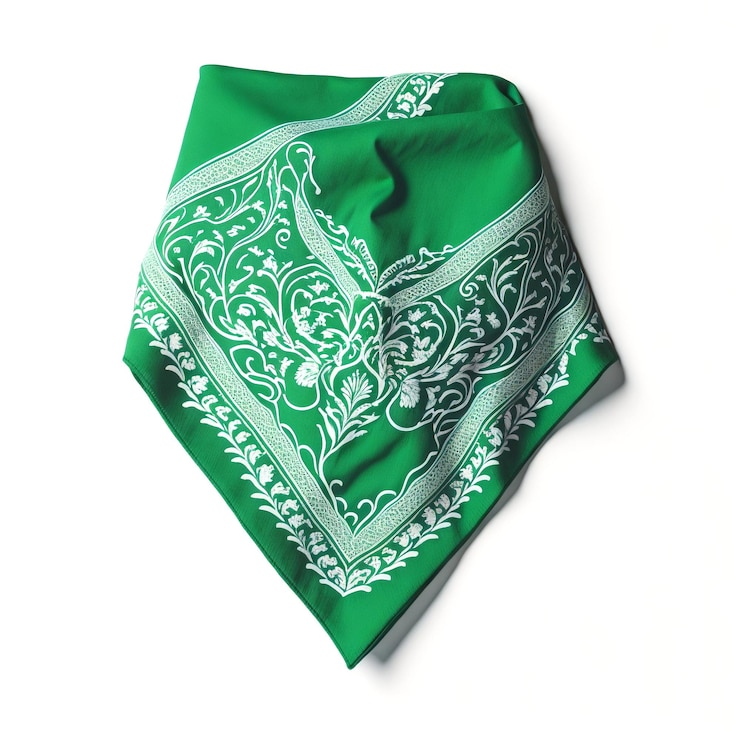 Photo bandana paisley vert sur fond blanc
