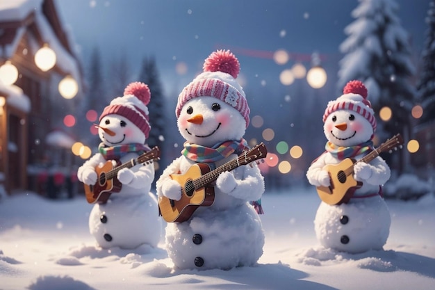 bande de bonhomme de neige en hiver