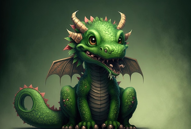 Bande dessinée d'un dragon vert mignon