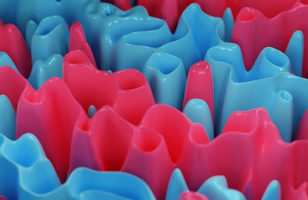 Bande d'onde sinueuse rose et bleu Surface Moderne Abstrait 3D Rendu 3D Utilisable pour Fond d'écran Bannière Affiche Brochure Carte Présentation Web conception graphique géométrique moderne