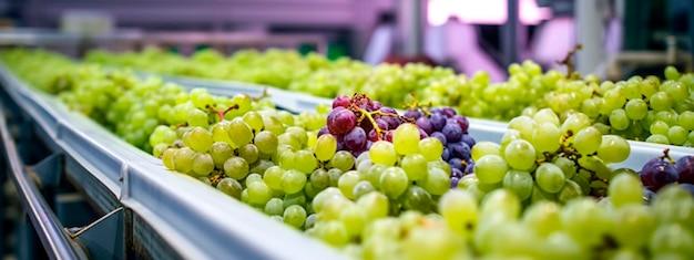 Bande de raisins dans les produits de l'industrie alimentaire prêts pour l'emballage automatique Concept avec production alimentaire automatisée AI générative