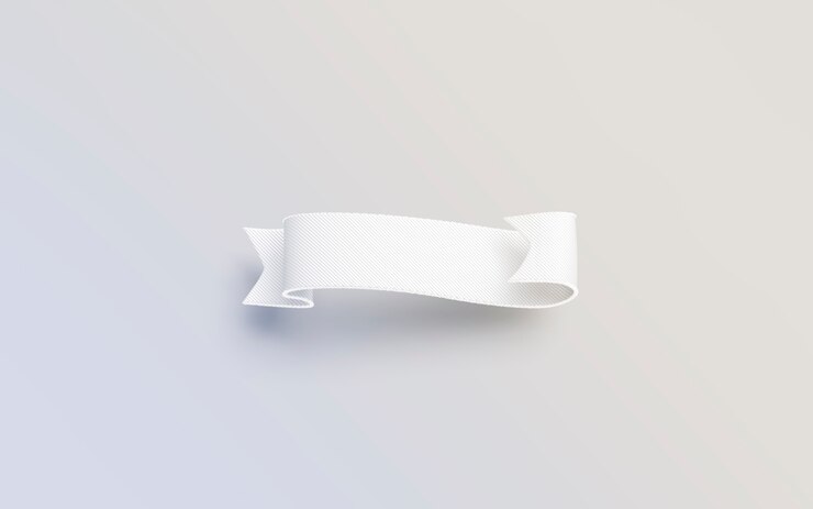 Banderole blanche vierge isolée sur une surface grise, rendu 3d.
