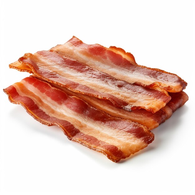 bandes de bacon sur une surface blanche générative ai