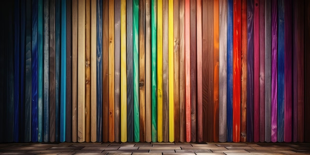 Bandes de bois colorées Mur en bois