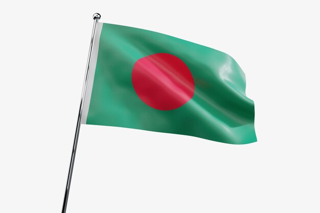 Bangladesh agitant un drapeau en tissu isolé sur fond blanc illustration 3D