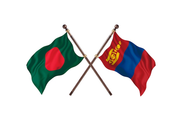 Bangladesh contre l'arrière-plan des drapeaux de la Mongolie