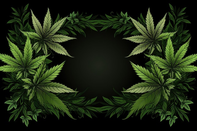 Photo banner composé d'espèces traditionnelles de marijuana dans les feuilles générées par ai