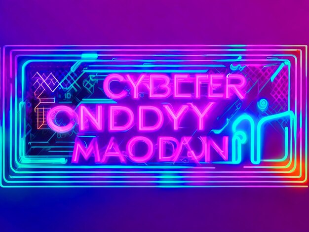 Photo banner conceptuel du cyber lundi en néon à la mode téléchargement d'image vectorielle