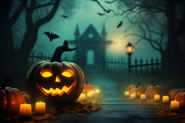 Banner d'Halloween heureux légèrement défoulé fond propre génératif Ai