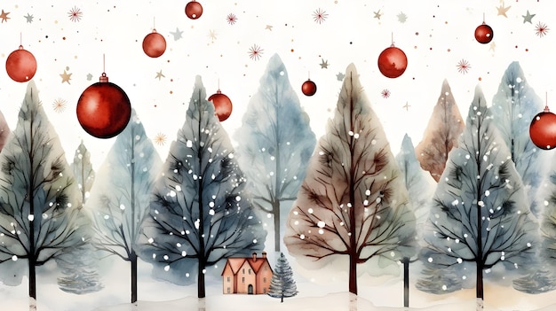 Banner d'illustration à l'aquarelle pour les fêtes de Noël