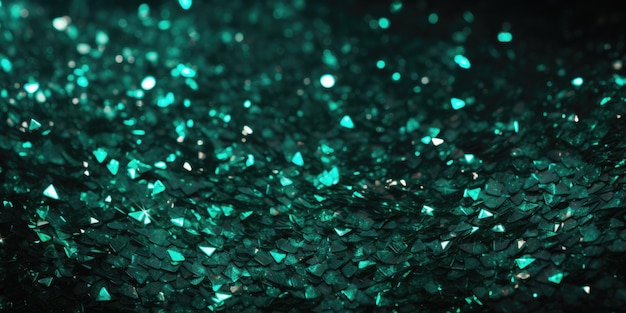 Banner avec une image de fond de paillettes d'émeraude