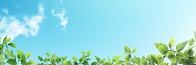 Photo banner modèle de feuillage d'arbre vert sur fond de ciel bleu avec espace de copie