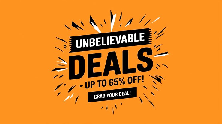 Photo banner de vente promotionnelle modèle d'offres audacieuses pour jusqu'à 65 réductions