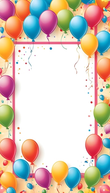 Photo a banner with balloons and streamers with the words happy birthday on it