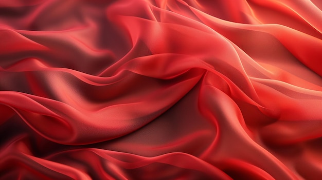 Bannière abstraite avec une texture de tissu satin Fond de tissu de soie rouge froissé