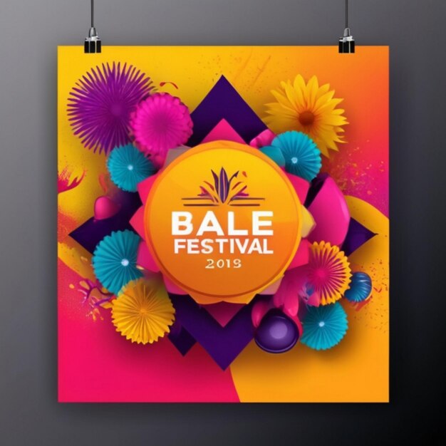 Une bannière d'affiche vibrante du festival Holi Un modèle créatif de conception d'arrière-plan