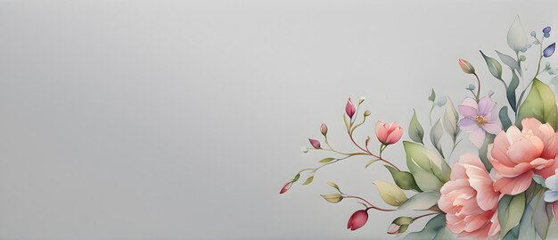 Photo bannière à l'aquarelle avec des fleurs de printemps