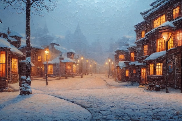 Bannière aquarelle de paysage de noël, chute de neige et fond de pied de page de flocons de neige, joyeux noël