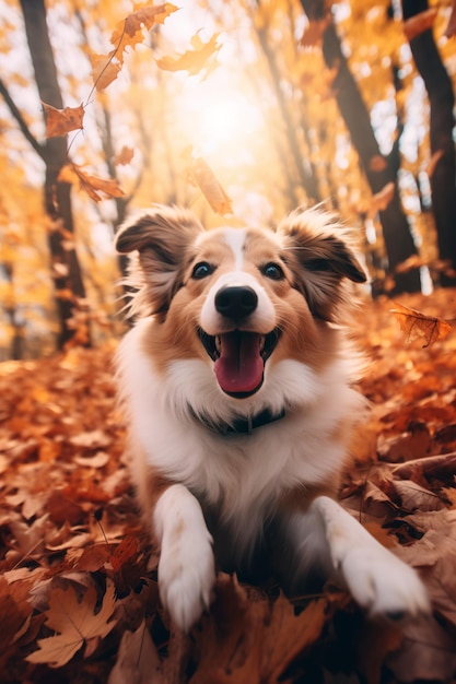 La bannière de l'aventure de l'automne du chien