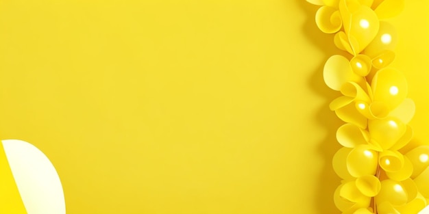 Photo bannière avec des ballons jaunes sur un fond jaune place pour le texte