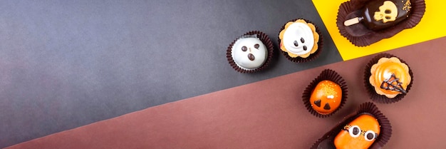 Bannière de biscuits de friandises colorées pour la fête d'halloween