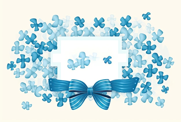 une bannière blanche avec un arc bleu et la journée mondiale de sensibilisation à l'autisme dans le style simpliste