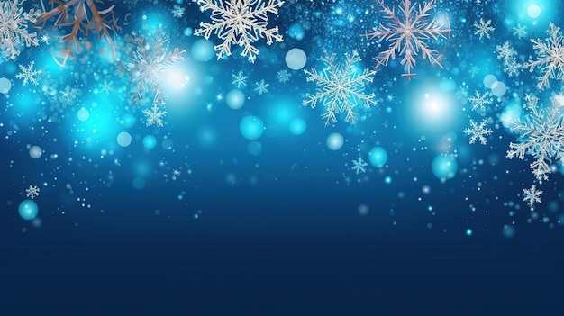 Bannière bleue de Noël avec des flocons de neige Joyeux Noël ai générative