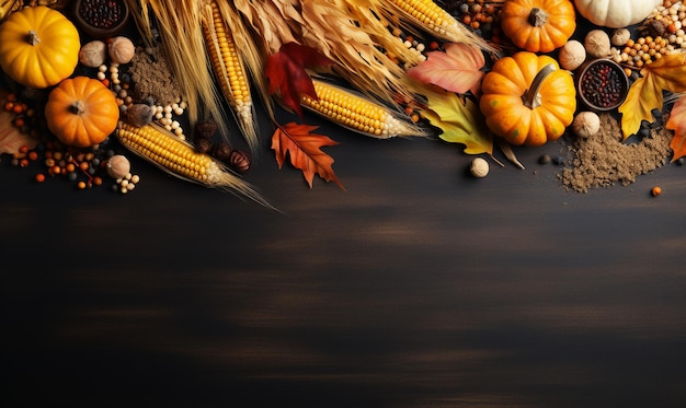 Photo bannière en bois sur le fond du thème de l'automne avec l'agriculture