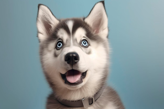 Bannière avec chiot Malamute Generative AI