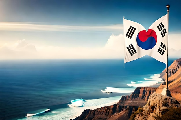 Bannière coeur drapeau Corée du Sud